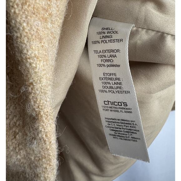 Chico's Wool Swing Jacket Women's Size 2/Large Arabian Camel Full Zip Pockets - Picture 6 of 6
